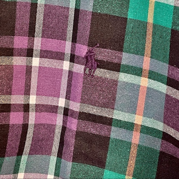 Ralph Lauren Purple Green Plaid Button Down Long Sleeve Men’s Shirt Size XXL 2XL - Picture 3 of 10